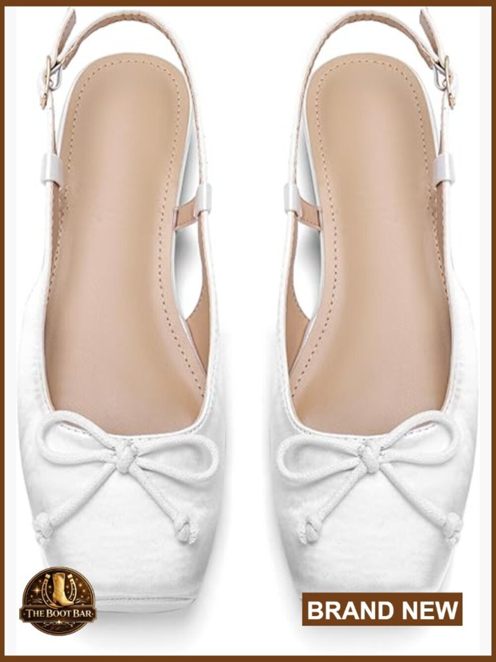 Women's Square Toe Bow Knit Slingback Flats with Ankle Buckles